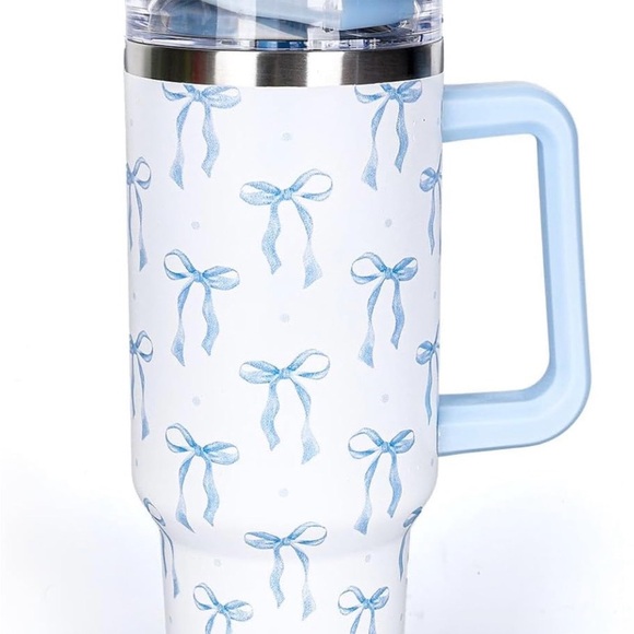 Other - Blue Bow Patterned Travel Mug